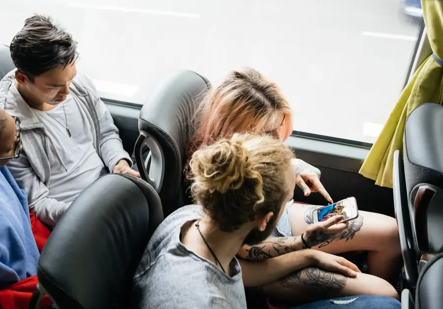 Family travelling together in a minivan